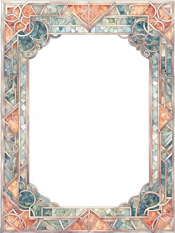Watercolor Geometric Frames: Art Nouveau Clipart (JPG & PNG) — image 13
