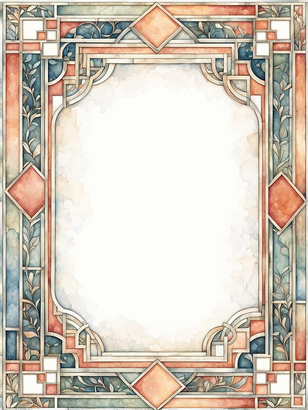 Watercolor Geometric Frames: Art Nouveau Clipart (JPG & PNG) — image 14