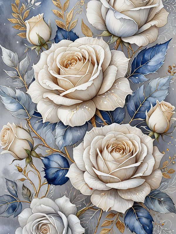 Watercolor Rose Digital Paper: Elegant Floral Elements (JPGs, Commercial Use) — image 6