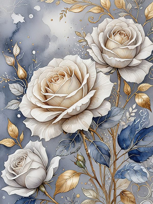 Watercolor Rose Digital Paper: Elegant Floral Elements (JPGs, Commercial Use) — image 7