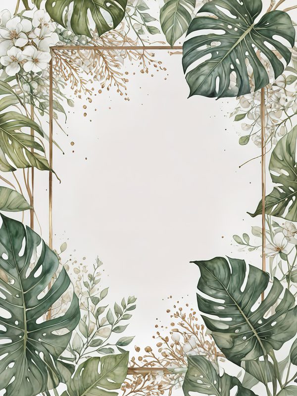 Watercolor Monstera Leaf Page Border: Tropical Foliage Digital Paper Set (JPGs) — image 6