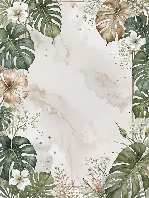 Watercolor Monstera Leaf Page Border: Tropical Foliage Digital Paper Set (JPGs) — image 7