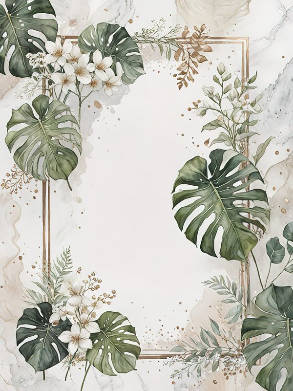 Watercolor Monstera Leaf Page Border: Tropical Foliage Digital Paper Set (JPGs) — image 8