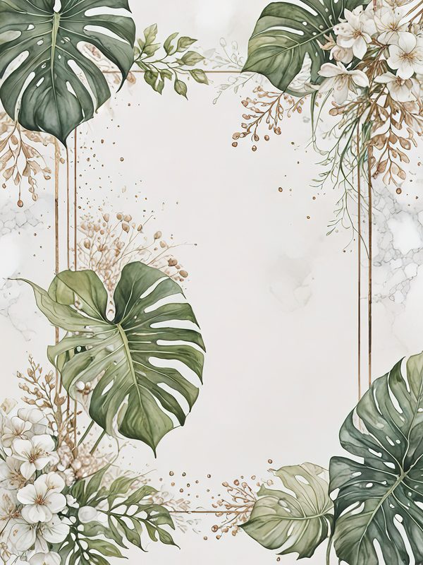 Watercolor Monstera Leaf Page Border: Tropical Foliage Digital Paper Set (JPGs) — image 9