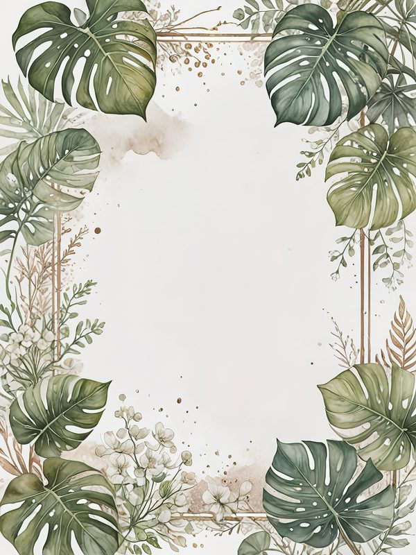 Watercolor Monstera Leaf Page Border: Tropical Foliage Digital Paper Set (JPGs) — image 10
