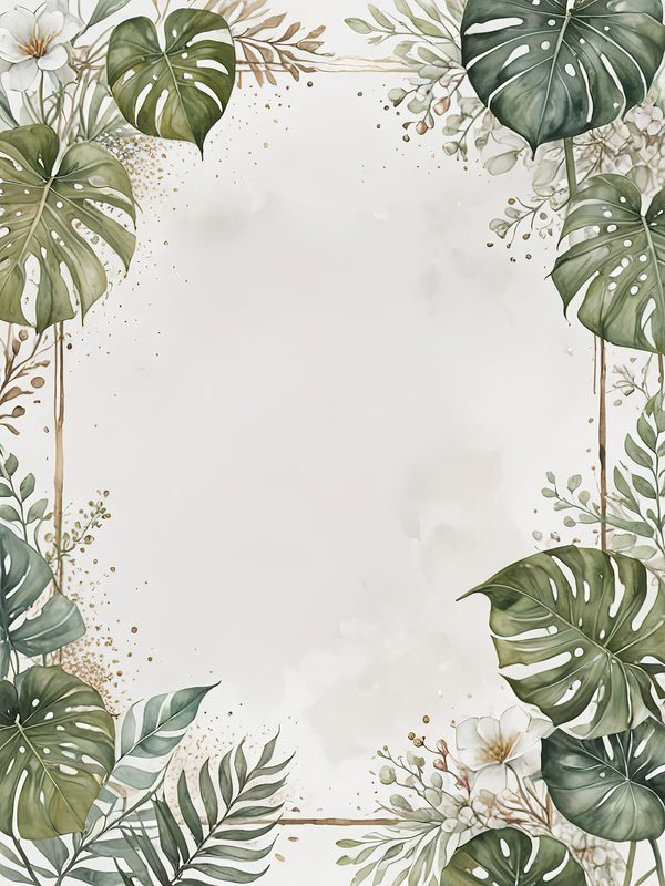 Watercolor Monstera Leaf Page Border: Tropical Foliage Digital Paper Set (JPGs) — image 11