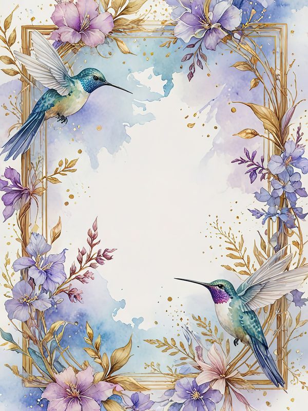 Watercolor Hummingbird Clipart: Soft Pastel Floral Art (JPG Digital Download) — image 5