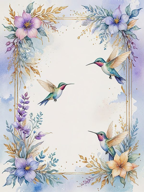 Watercolor Hummingbird Clipart: Soft Pastel Floral Art (JPG Digital Download) — image 6
