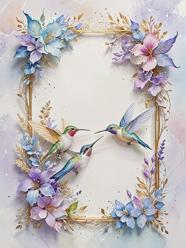 Watercolor Hummingbird Clipart: Soft Pastel Floral Art (JPG Digital Download) — image 8