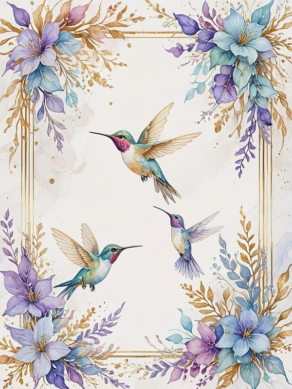 Watercolor Hummingbird Clipart: Soft Pastel Floral Art (JPG Digital Download) — image 10