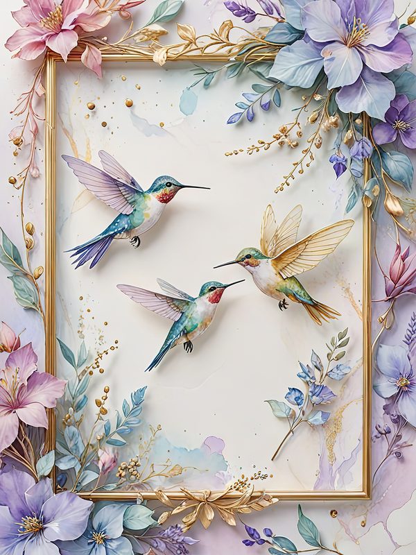 Watercolor Hummingbird Clipart: Soft Pastel Floral Art (JPG Digital Download) — image 11