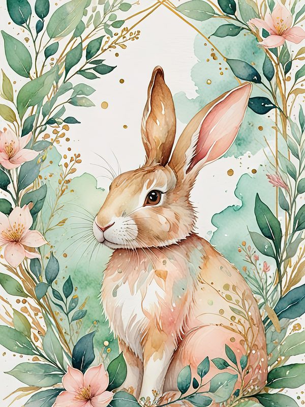 Watercolor Bunny Portraits: Soft Pastel Digital Art Set (JPGs). Commercial Use, Digital Download — image 3
