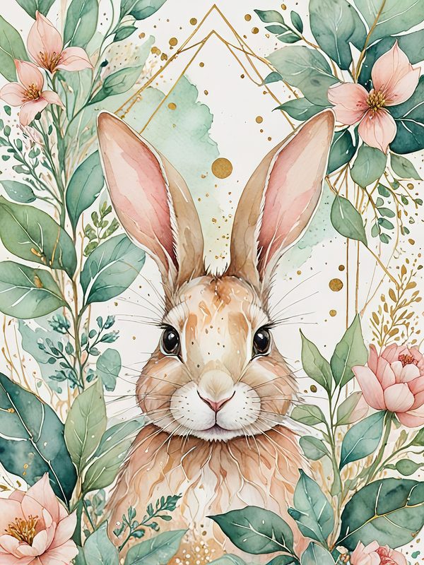Watercolor Bunny Portraits: Soft Pastel Digital Art Set (JPGs). Commercial Use, Digital Download — image 4