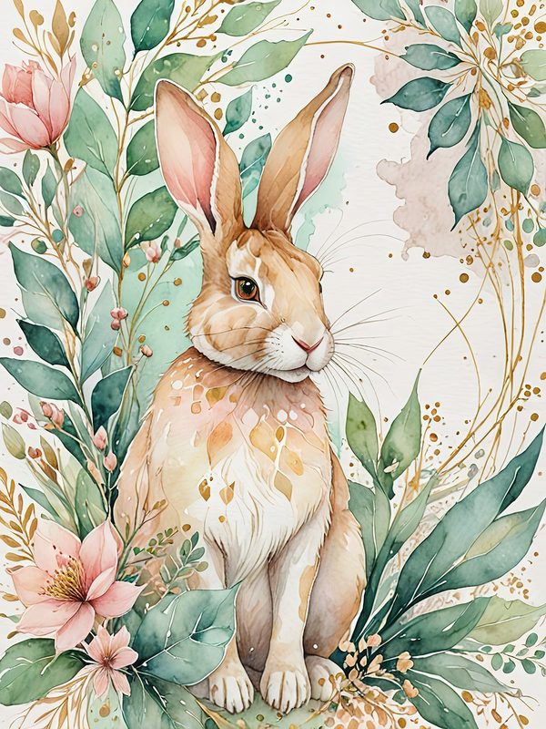 Watercolor Bunny Portraits: Soft Pastel Digital Art Set (JPGs). Commercial Use, Digital Download — image 5