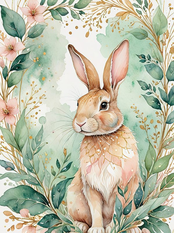 Watercolor Bunny Portraits: Soft Pastel Digital Art Set (JPGs). Commercial Use, Digital Download — image 6