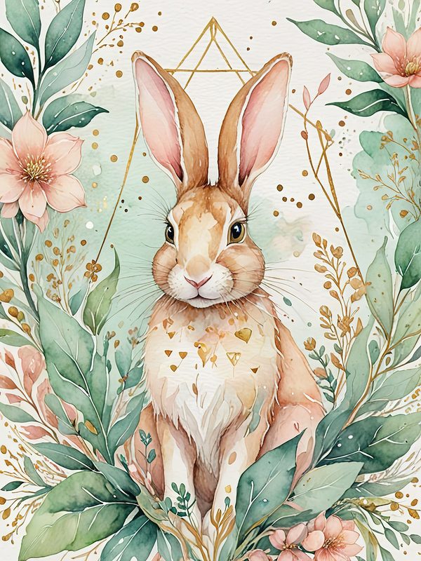 Watercolor Bunny Portraits: Soft Pastel Digital Art Set (JPGs). Commercial Use, Digital Download — image 8