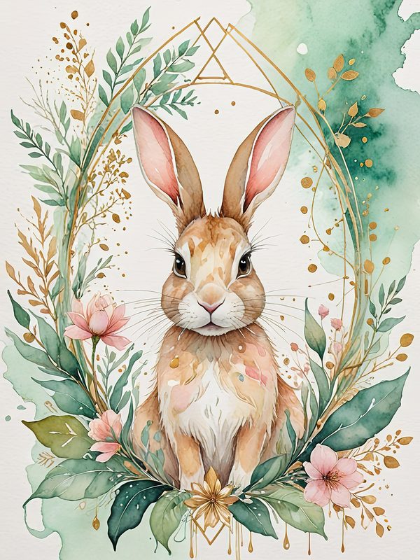 Watercolor Bunny Portraits: Soft Pastel Digital Art Set (JPGs). Commercial Use, Digital Download — image 9