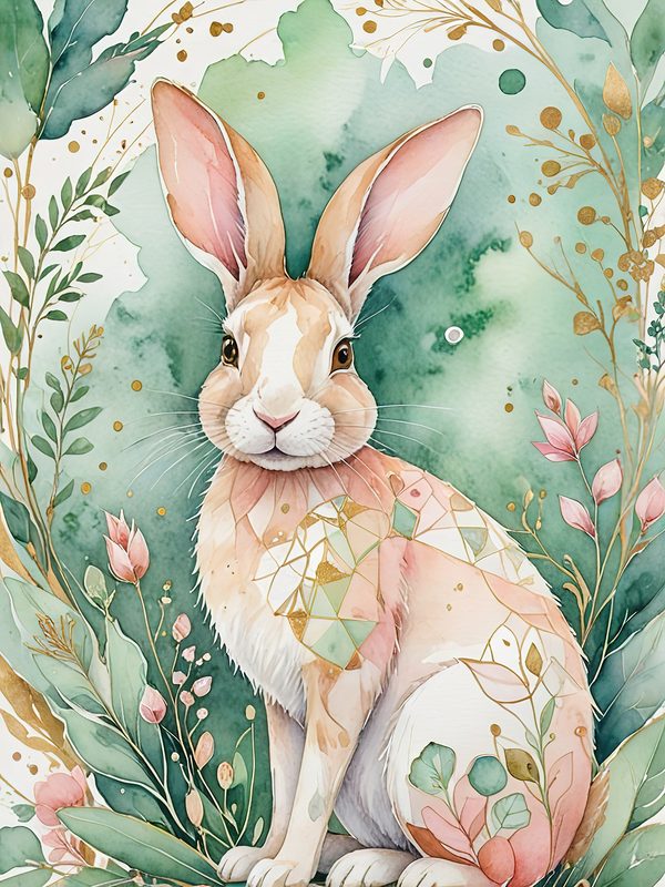 Watercolor Bunny Portraits: Soft Pastel Digital Art Set (JPGs). Commercial Use, Digital Download — image 10