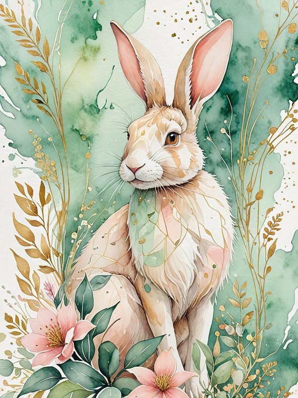 Watercolor Bunny Portraits: Soft Pastel Digital Art Set (JPGs). Commercial Use, Digital Download — image 11