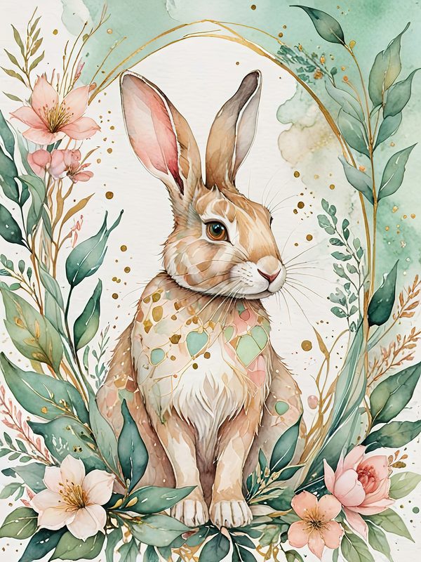 Watercolor Bunny Portraits: Soft Pastel Digital Art Set (JPGs). Commercial Use, Digital Download — image 12