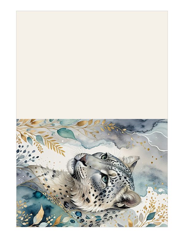 Serene Snow Leopard Watercolor Digital Paper Kit: Printable Papers, Cards, Tags, Ephemera — image 13