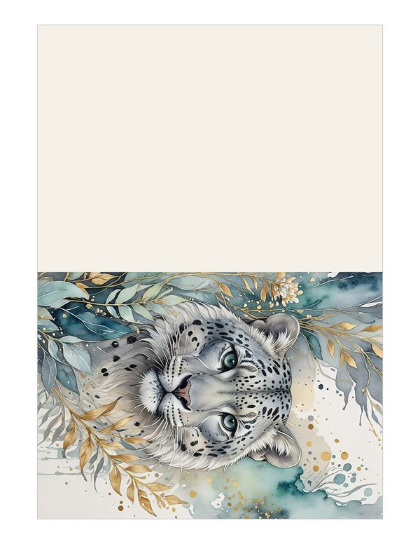Serene Snow Leopard Watercolor Digital Paper Kit: Printable Papers, Cards, Tags, Ephemera — image 14