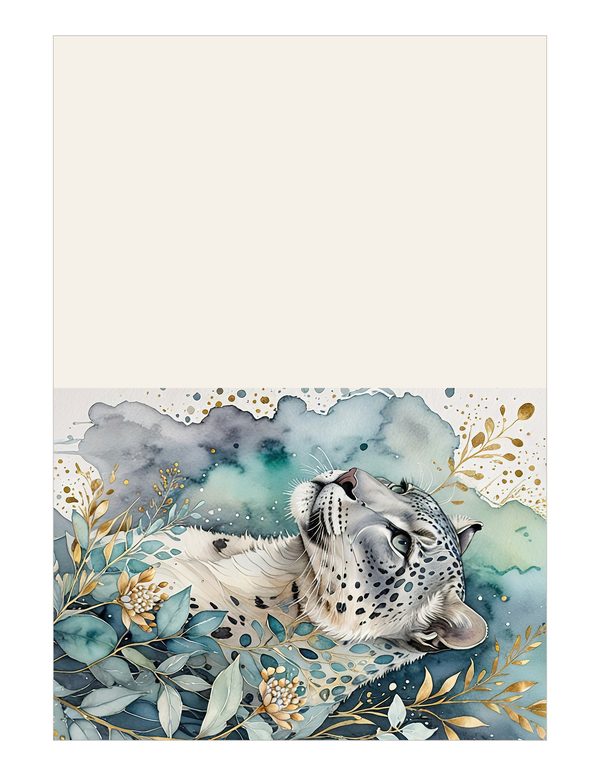 Serene Snow Leopard Watercolor Digital Paper Kit: Printable Papers, Cards, Tags, Ephemera — image 15