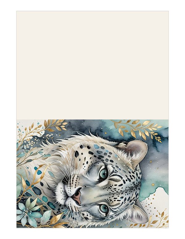 Serene Snow Leopard Watercolor Digital Paper Kit: Printable Papers, Cards, Tags, Ephemera — image 16