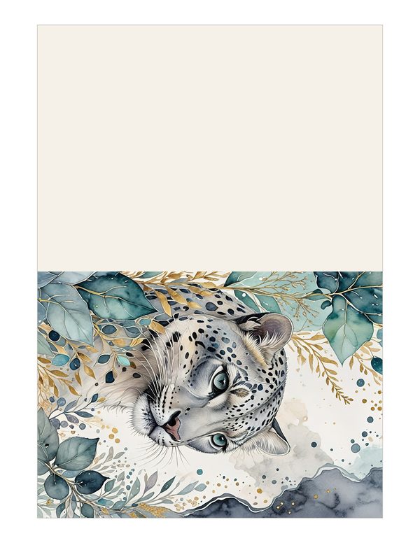 Serene Snow Leopard Watercolor Digital Paper Kit: Printable Papers, Cards, Tags, Ephemera — image 17