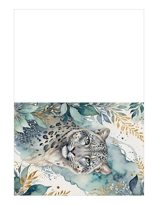 Serene Snow Leopard Watercolor Digital Paper Kit: Printable Papers, Cards, Tags, Ephemera — image 18