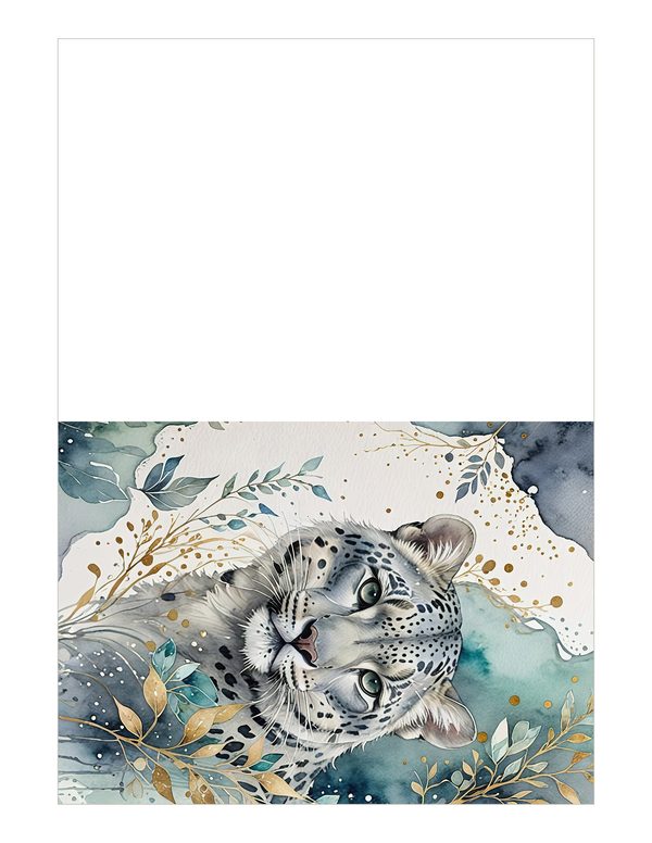 Serene Snow Leopard Watercolor Digital Paper Kit: Printable Papers, Cards, Tags, Ephemera — image 19