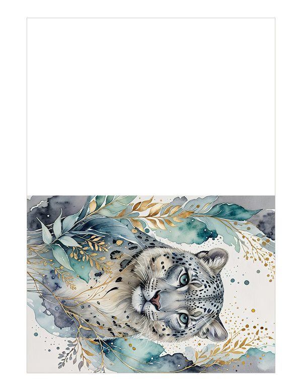 Serene Snow Leopard Watercolor Digital Paper Kit: Printable Papers, Cards, Tags, Ephemera — image 20