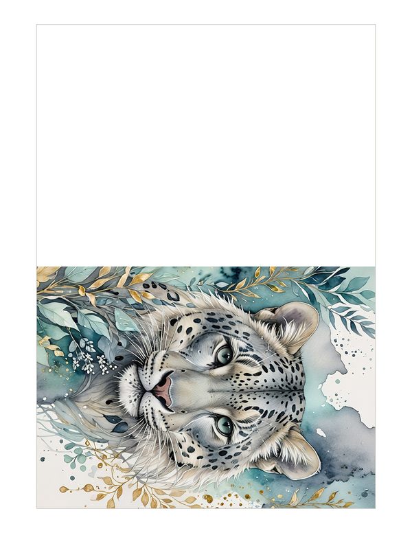 Serene Snow Leopard Watercolor Digital Paper Kit: Printable Papers, Cards, Tags, Ephemera — image 21