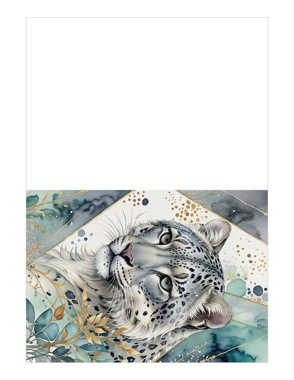 Serene Snow Leopard Watercolor Digital Paper Kit: Printable Papers, Cards, Tags, Ephemera — image 22