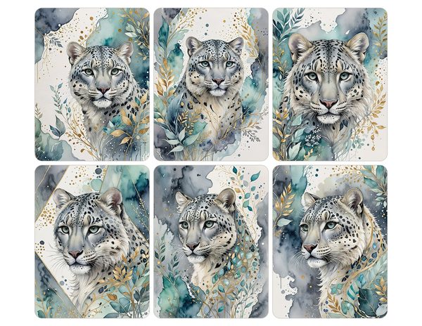 Serene Snow Leopard Watercolor Digital Paper Kit: Printable Papers, Cards, Tags, Ephemera — image 30