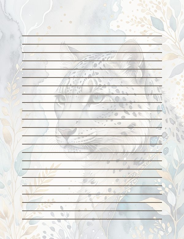 Serene Snow Leopard Watercolor Digital Paper Kit: Printable Papers, Cards, Tags, Ephemera — image 33