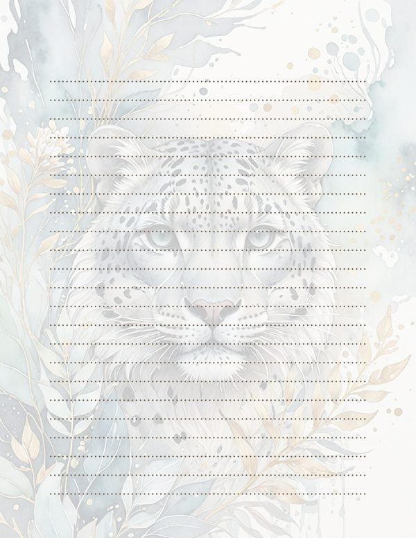 Serene Snow Leopard Watercolor Digital Paper Kit: Printable Papers, Cards, Tags, Ephemera — image 34