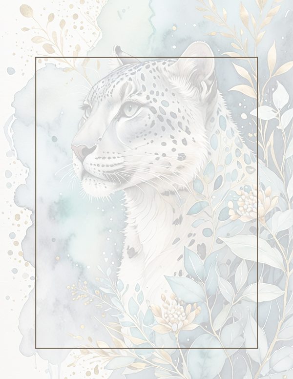 Serene Snow Leopard Watercolor Digital Paper Kit: Printable Papers, Cards, Tags, Ephemera — image 35