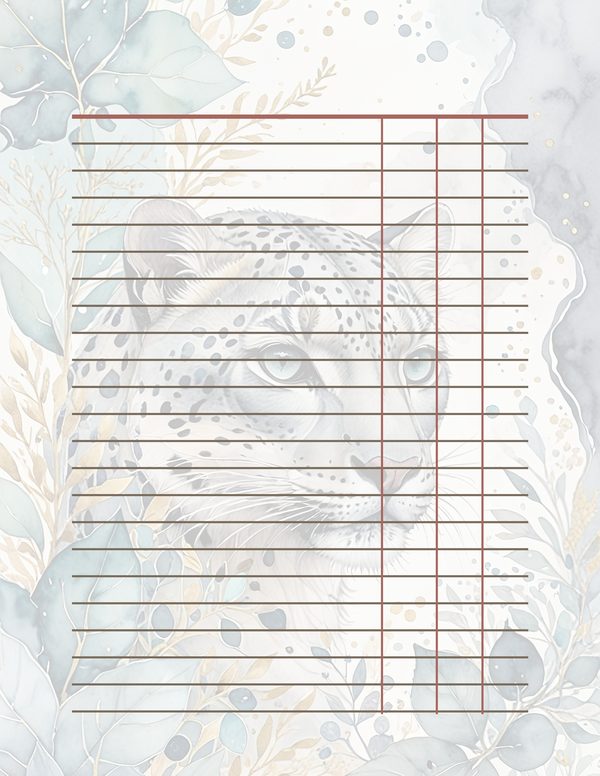 Serene Snow Leopard Watercolor Digital Paper Kit: Printable Papers, Cards, Tags, Ephemera — image 37