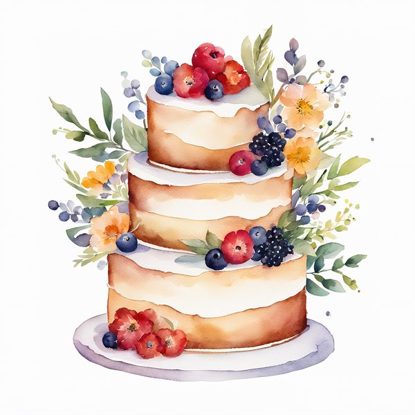 Watercolor Wedding Cake Clipart: Floral Cake Designs (JPG & PNG) — image 11