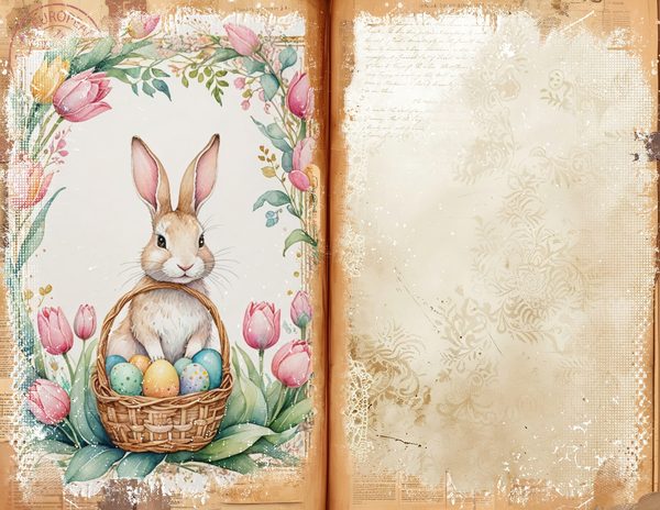 Watercolor Easter Bunny Digital Paper: Tulip Scrapbook Designs (Digital Download) — image 4