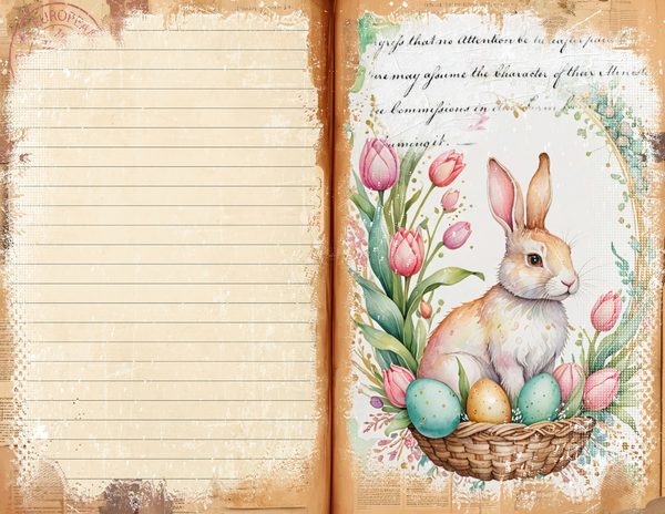Watercolor Easter Bunny Digital Paper: Tulip Scrapbook Designs (Digital Download) — image 7