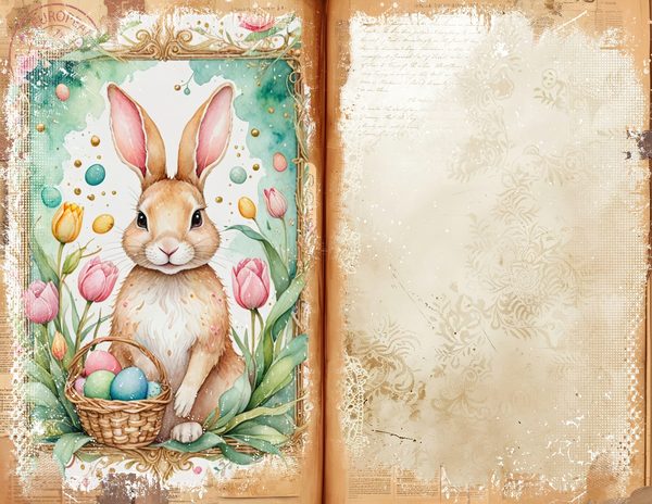 Watercolor Easter Bunny Digital Paper: Tulip Scrapbook Designs (Digital Download) — image 8