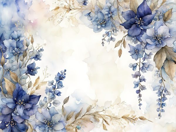 Watercolor Blue Floral Digital Paper: Letter Size JPGs (Commercial Use) — image 2