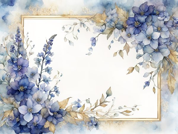 Watercolor Blue Floral Digital Paper: Letter Size JPGs (Commercial Use) — image 3