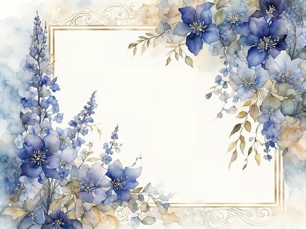 Watercolor Blue Floral Digital Paper: Letter Size JPGs (Commercial Use) — image 4