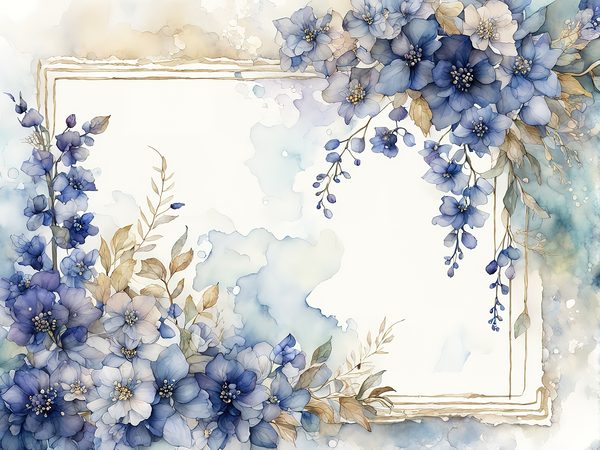 Watercolor Blue Floral Digital Paper: Letter Size JPGs (Commercial Use) — image 5