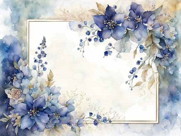 Watercolor Blue Floral Digital Paper: Letter Size JPGs (Commercial Use) — image 6