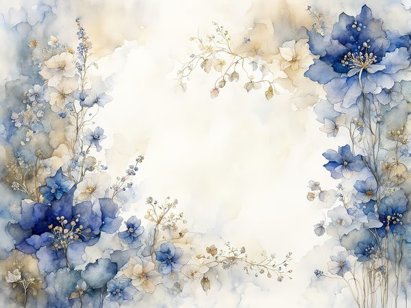 Watercolor Blue Floral Digital Paper: Letter Size JPGs (Commercial Use) — image 7