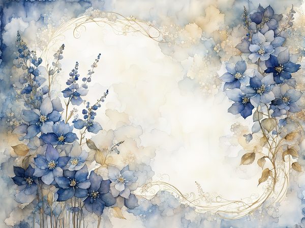 Watercolor Blue Floral Digital Paper: Letter Size JPGs (Commercial Use) — image 9